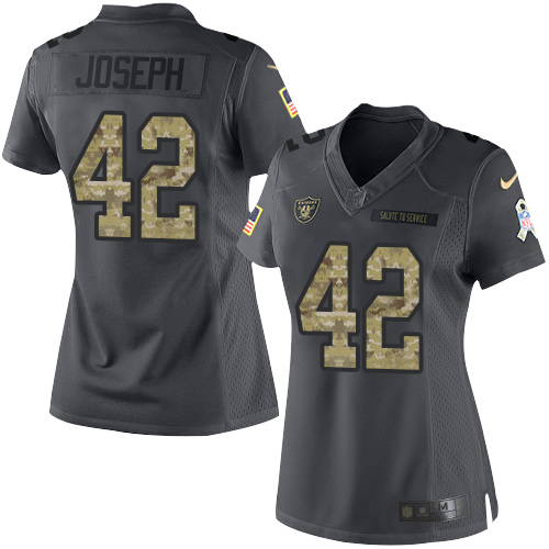 Nike Raiders #42 Karl Joseph Black Women's Stitched NFL Limited 2016 Salute to Service Jersey - Click Image to Close